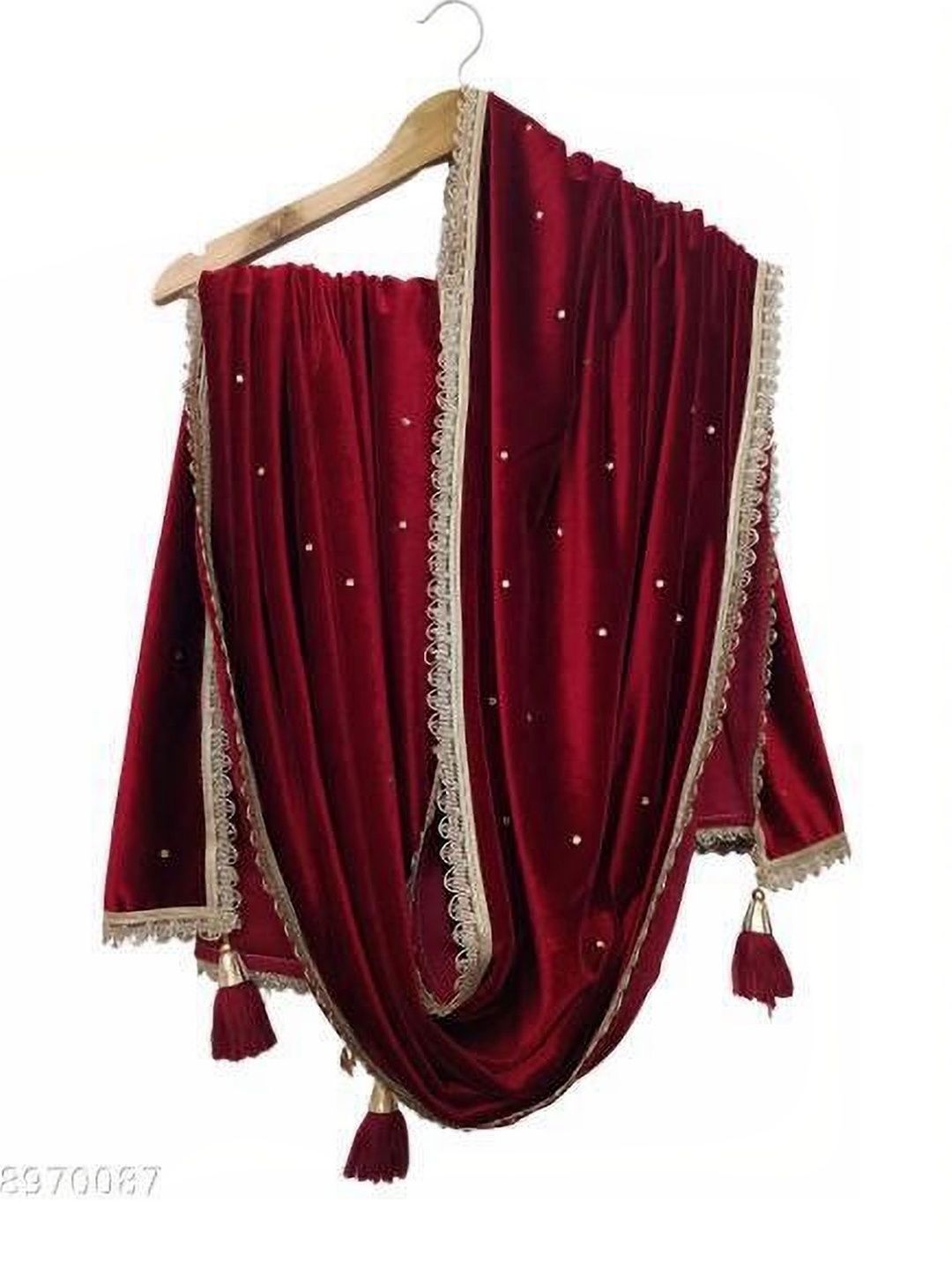 KAHIRAA WHOLETEX Velvet Dupatta with Beads and Stones