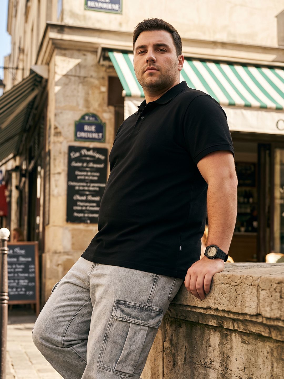 Sztori Plus Size Polo Collar Pure Cotton T-shirt