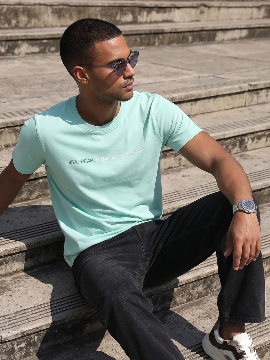 The Roadster Life Co. Typography Printed Pure Cotton T-shirt