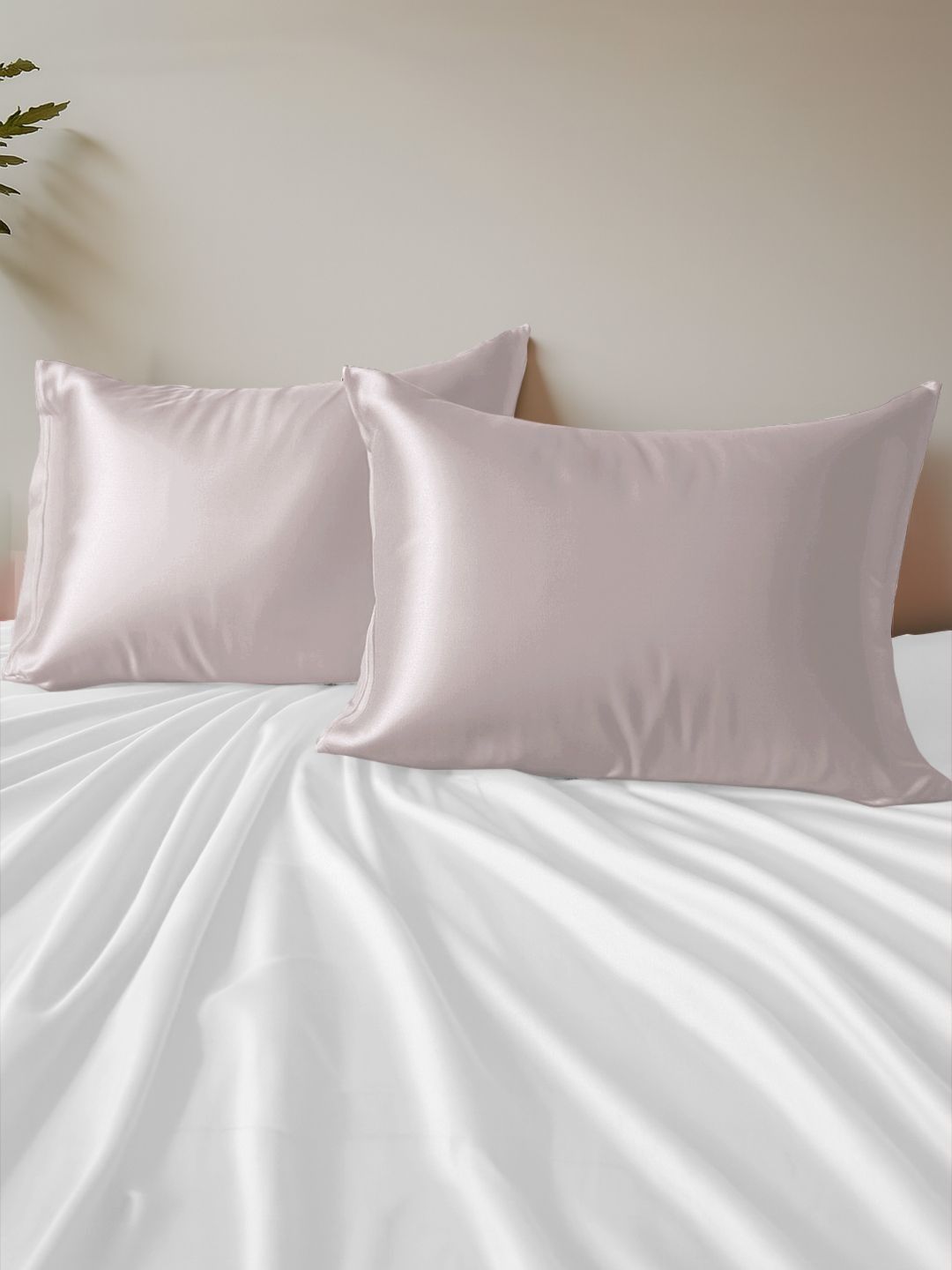 Myntra Elegant Homes Myntra Elegant Homes Pink 2 Pieces Solid Pure Silk Blend Rectangle Pillow Covers