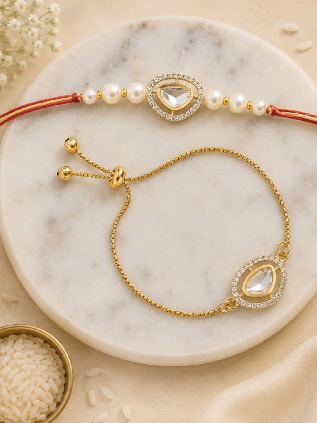 I Jewels Bhaiya Bhabhi Rakhi Set with Roli Chawal & Card