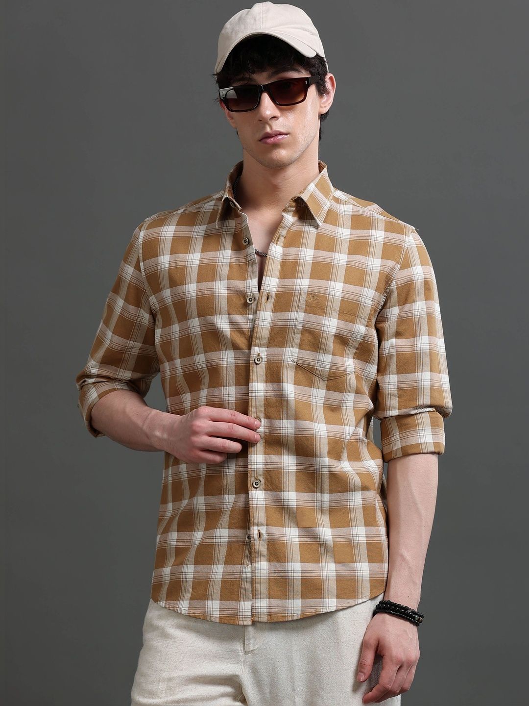 British Club Men Smart Slim Fit Checked Casual Shirt