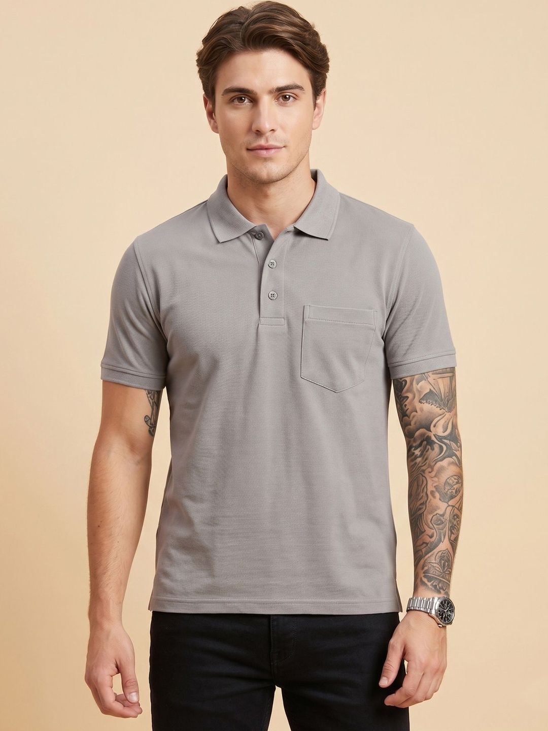 SANDPIPER Men Polo Collar Pockets T-shirt