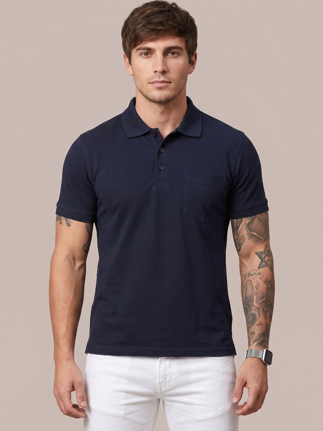 SANDPIPER Men Polo Collar Pockets T-shirt