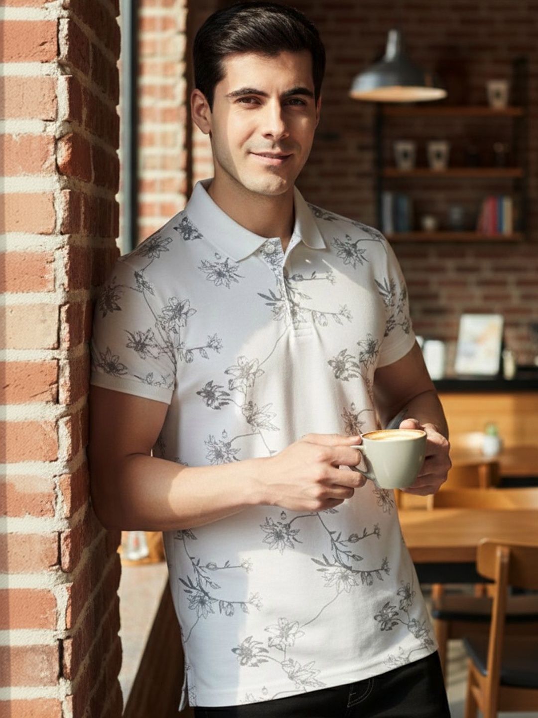 Kook N Keech Men Floral Printed Polo Collar T-shirt
