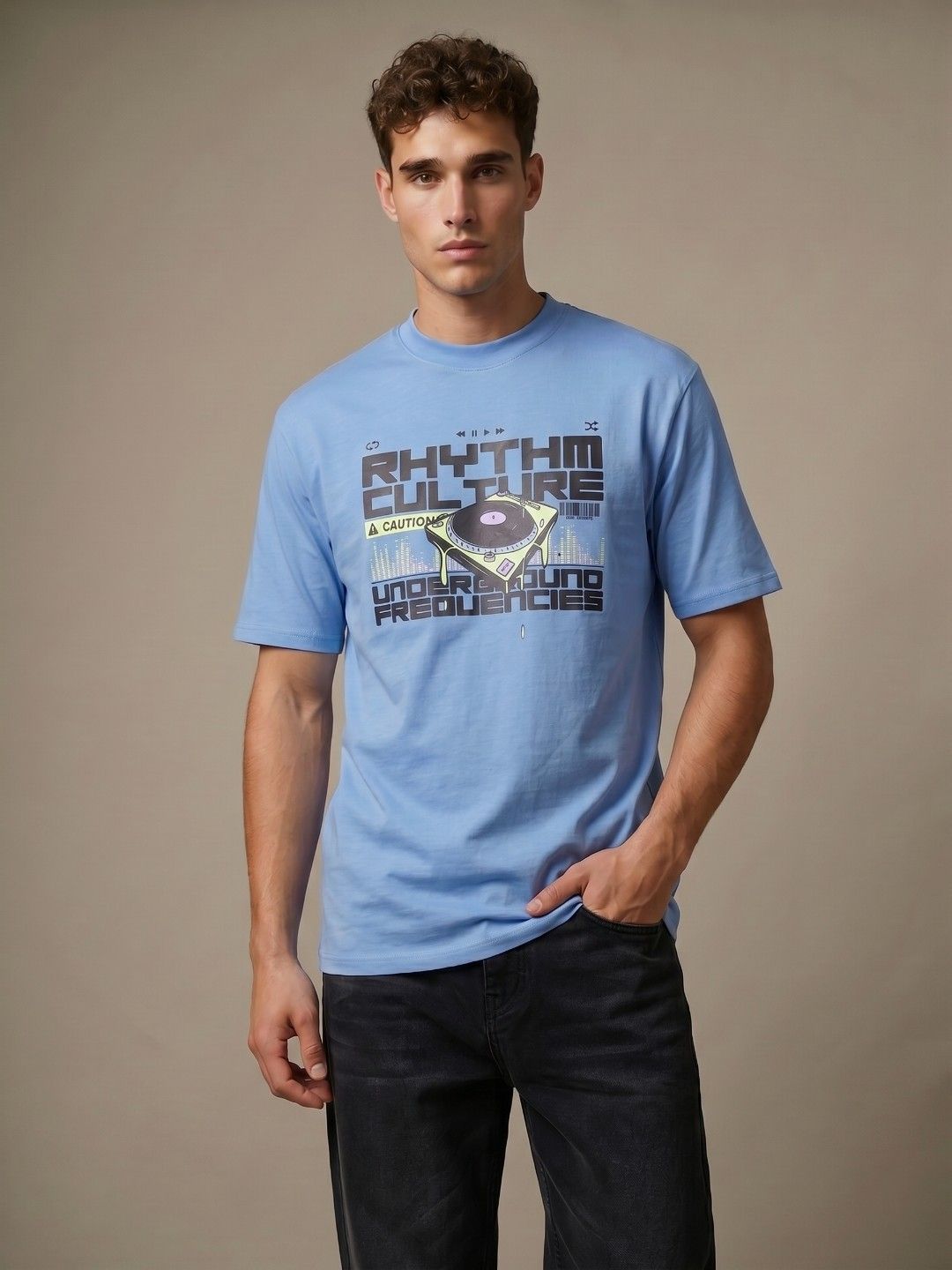 glitchez Graphic Printed Relaxed Fit Tshirt
