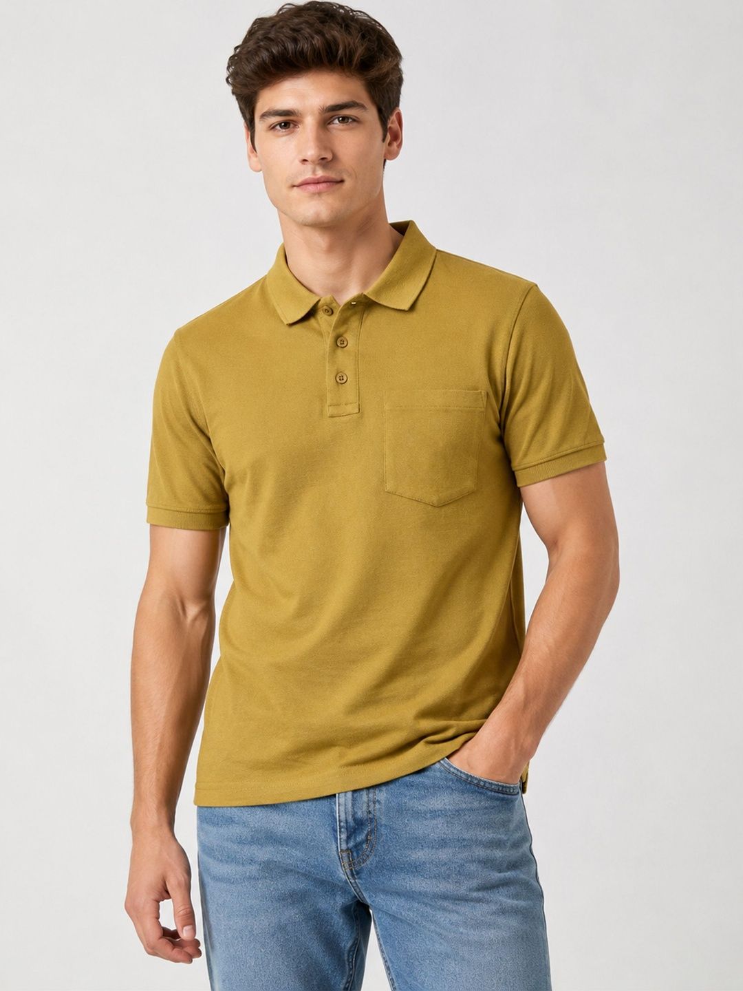 Roadster Men Polo Collar Pure Cotton Pockets T-shirt