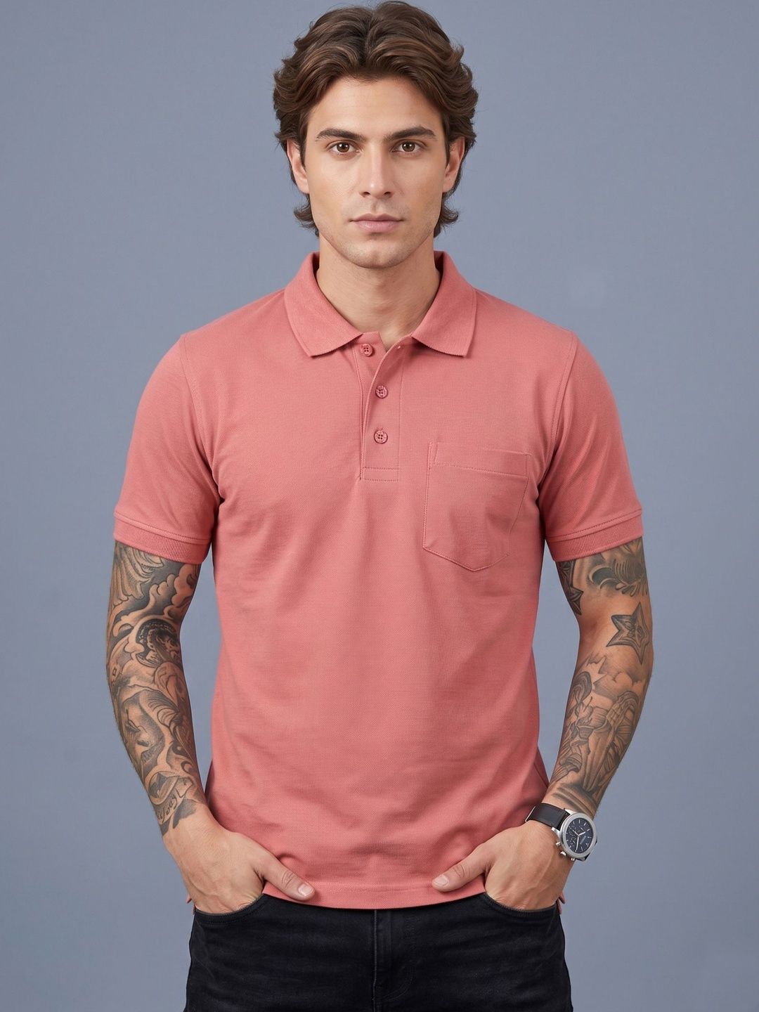 SANDPIPER Men Polo Collar Pockets T-shirt