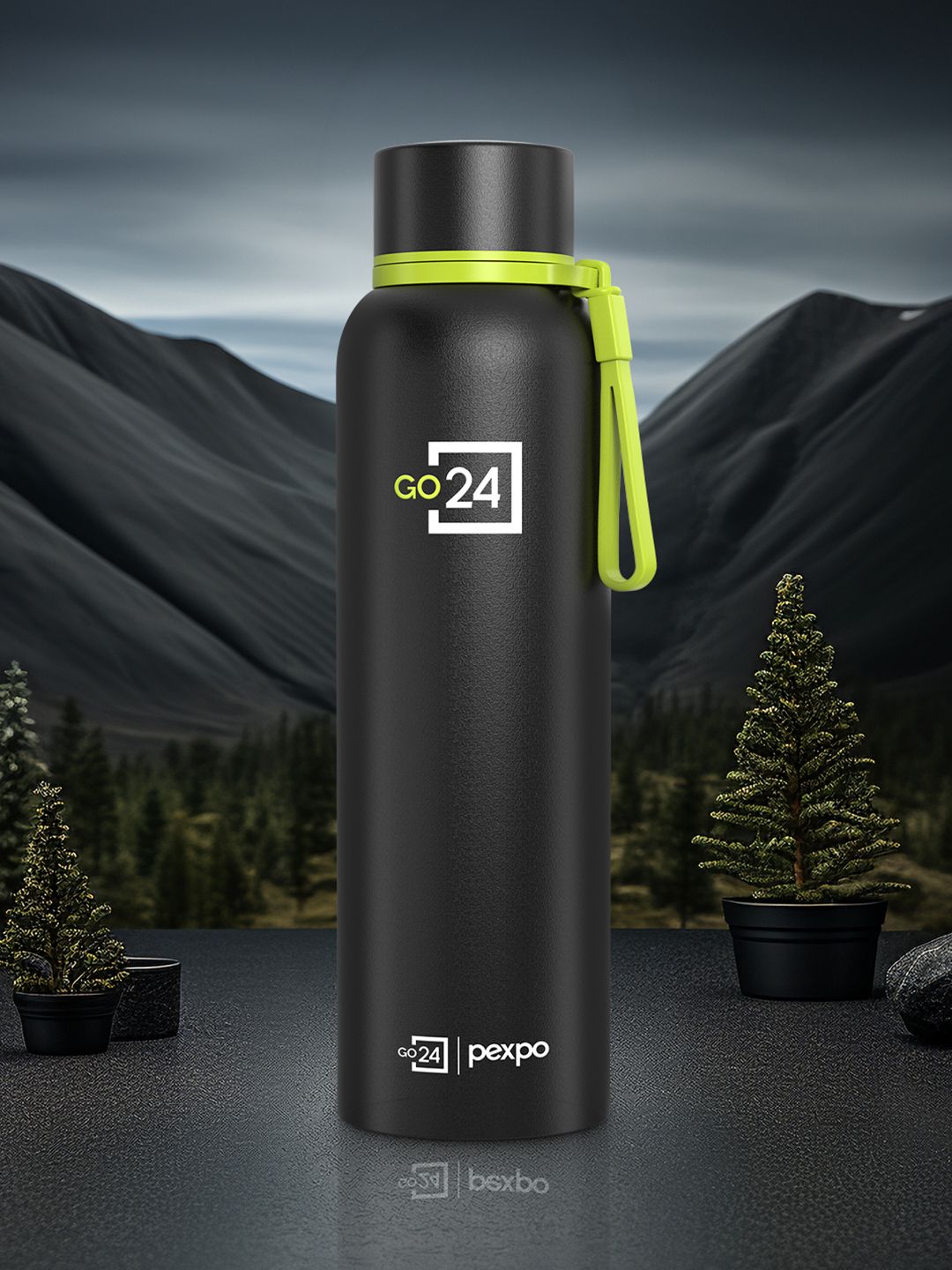 Bravo Kinght Black 3 Layer Insulated Stainless Steel Water Bottle 980ml