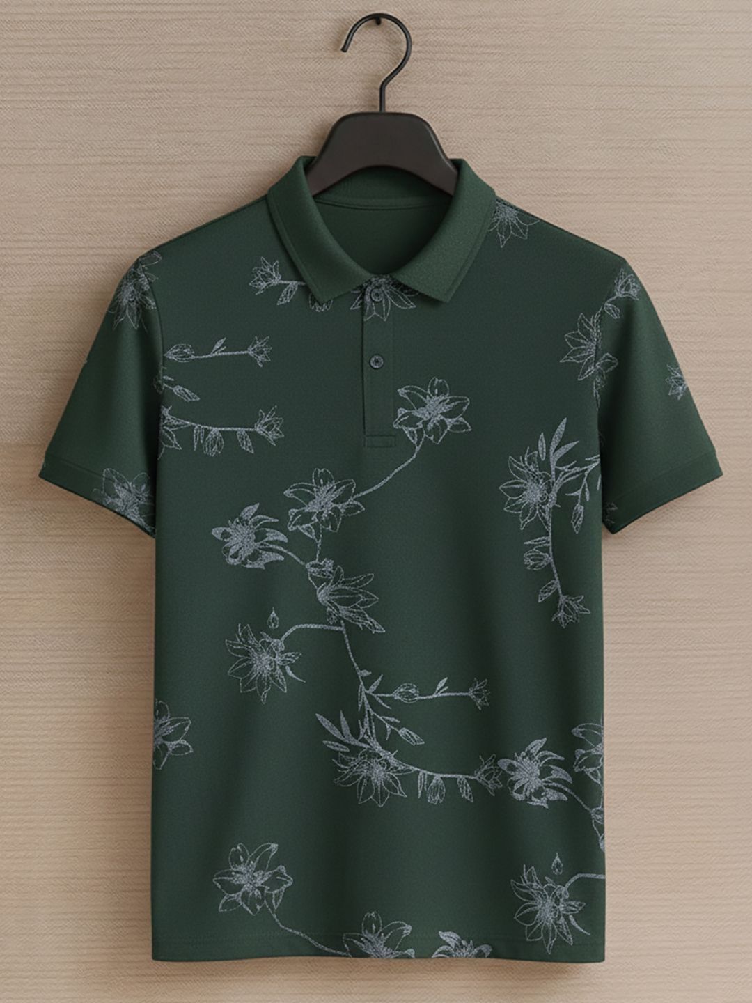 Kook N Keech Men Floral Printed Polo Collar Short Sleeves T-shirt