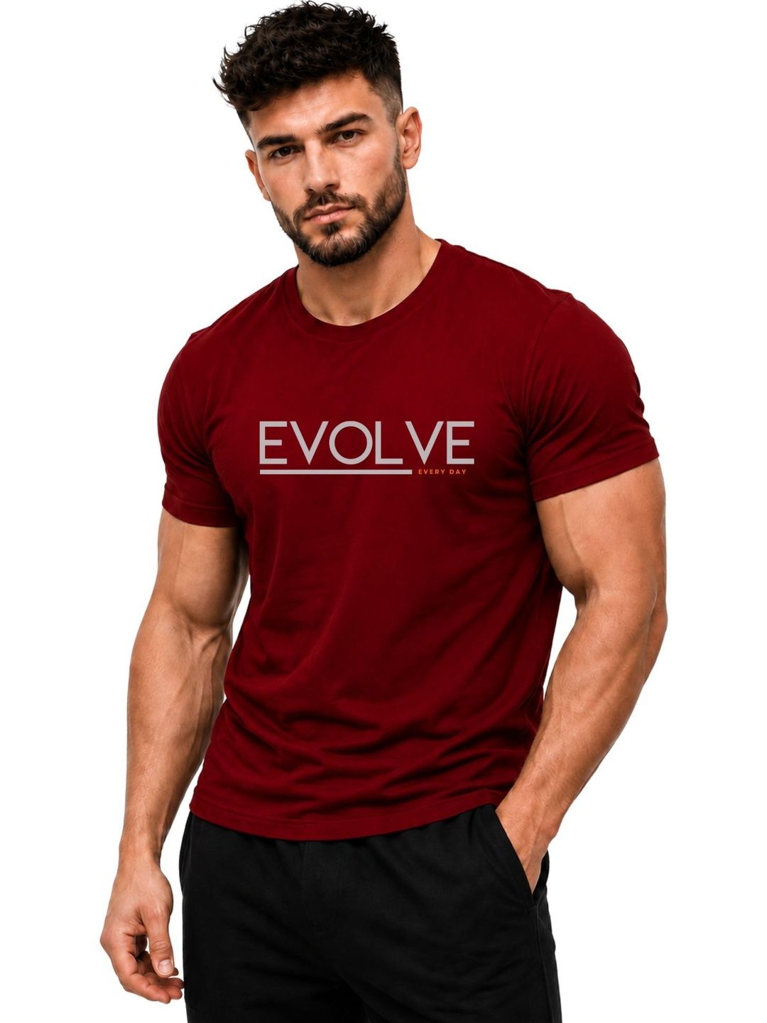 3Colors Men Typography Printed Moisture Wicking T-shirt