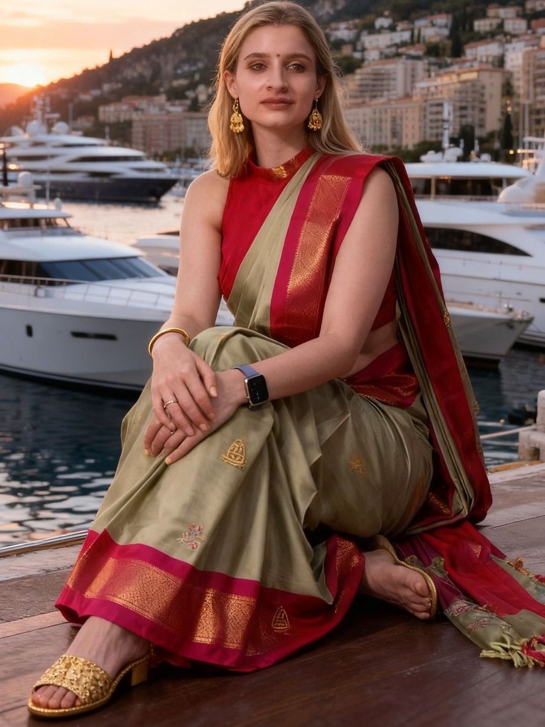 Sangria Zari Pure Cotton Kanjeevaram Saree