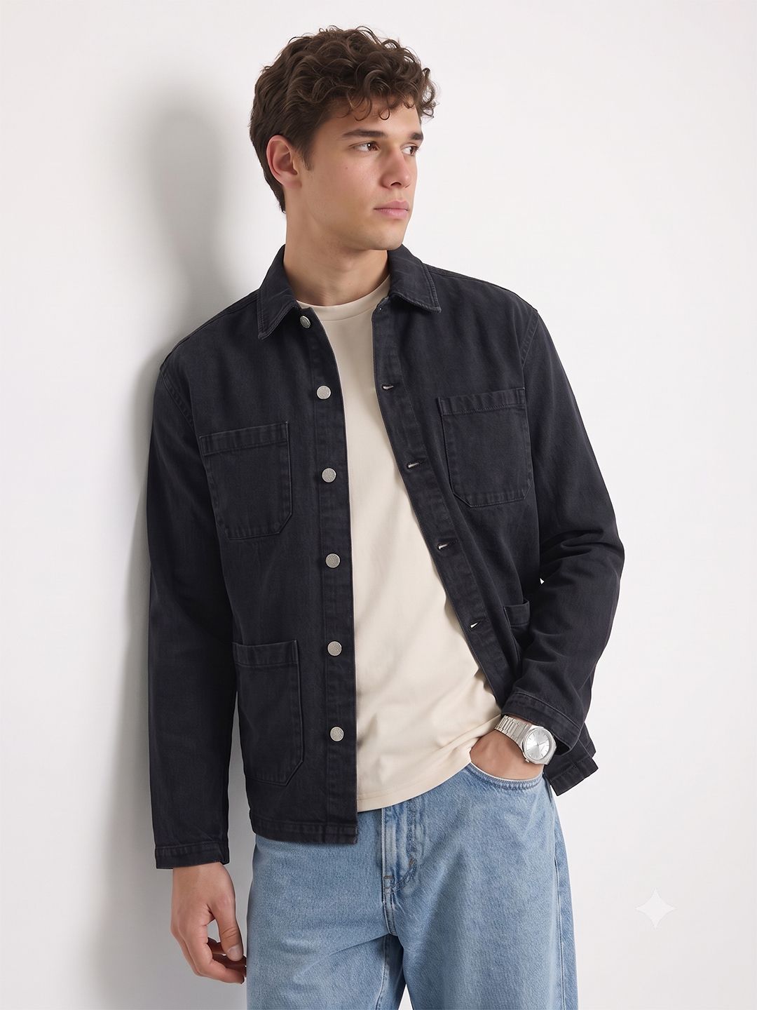 KIABI Washed Longline Denim Jacket