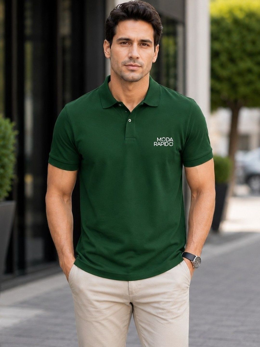 Moda Rapido Men Brand Logo Polo Collar T-shirt