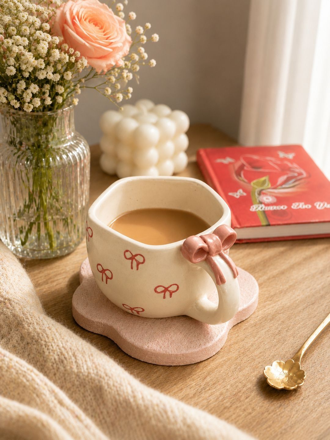 RIZASTA Pink Printed Ceramic Glossy Mugs Set of Cups and Mugs