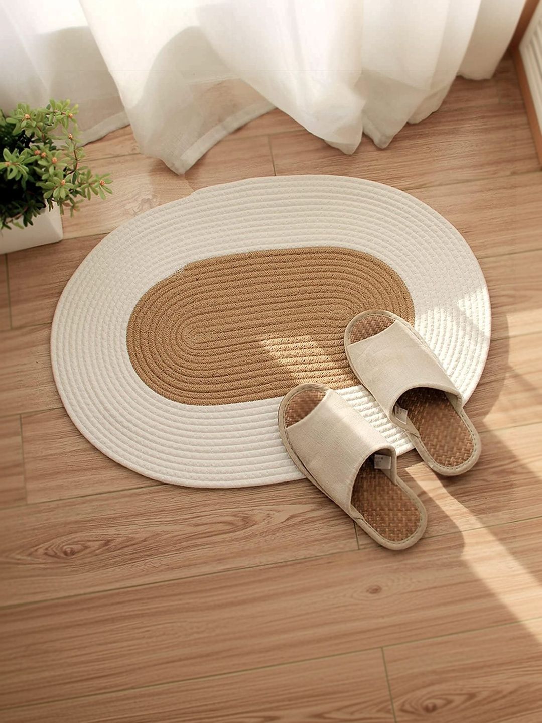Siya Textiles Siya Textiles Brown & White Textured Doormat