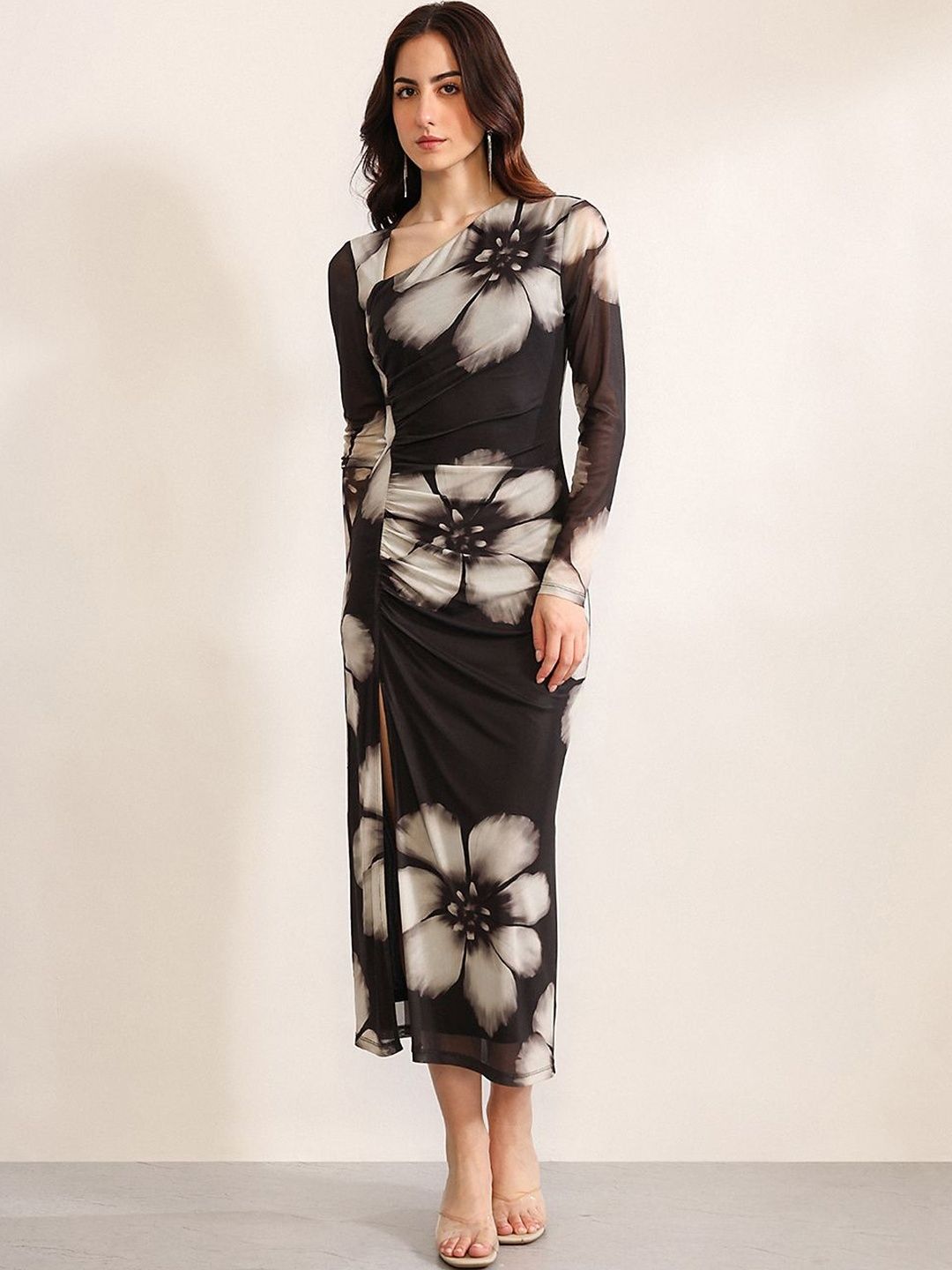 Floral Print Bodycon Midi Dress Kazo Floral Print Bodycon Midi Dress