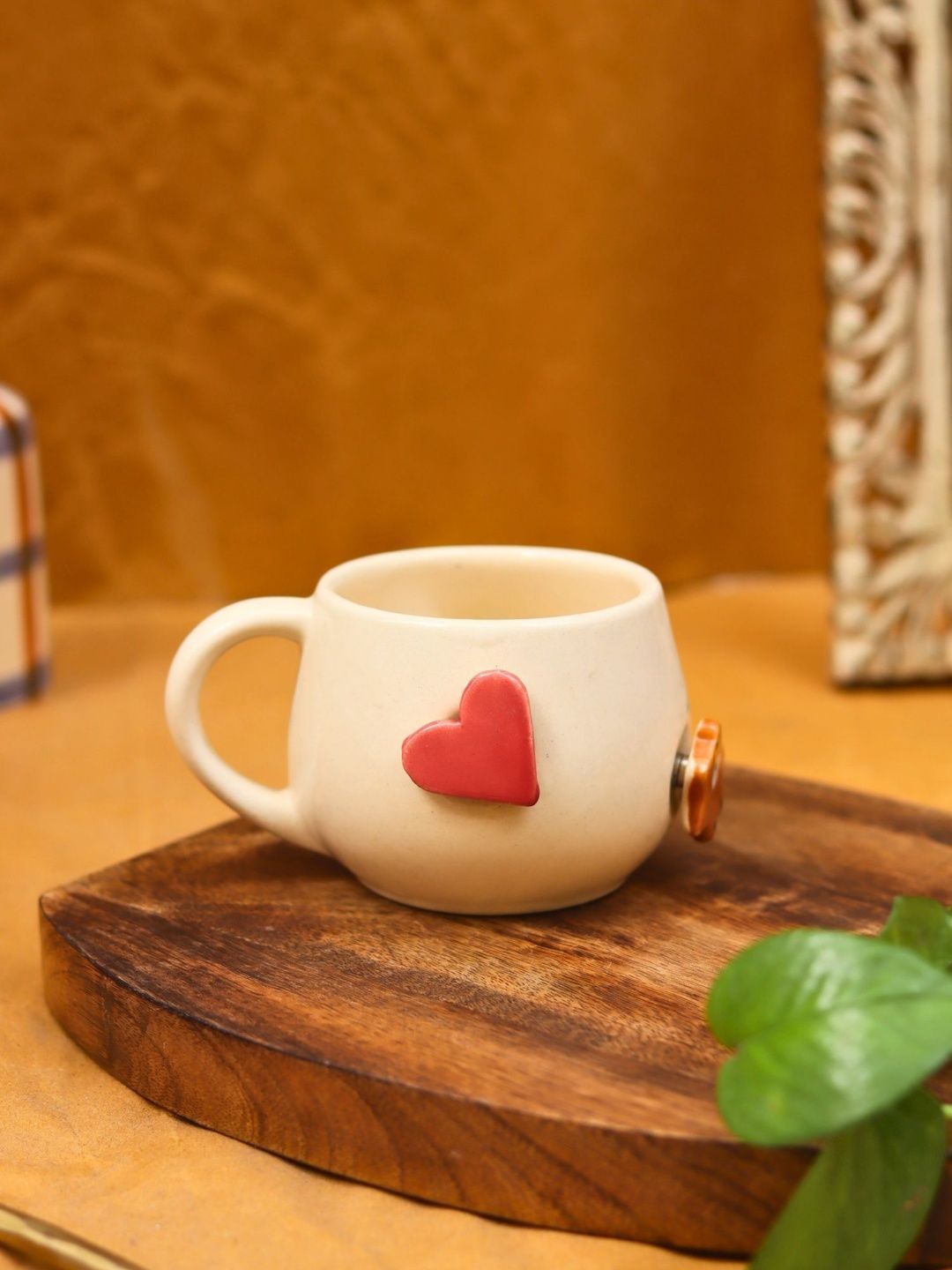WEAVING HOMES White & Yellow Solid Ceramic Glossy Mugs Set of Cups and Mugs