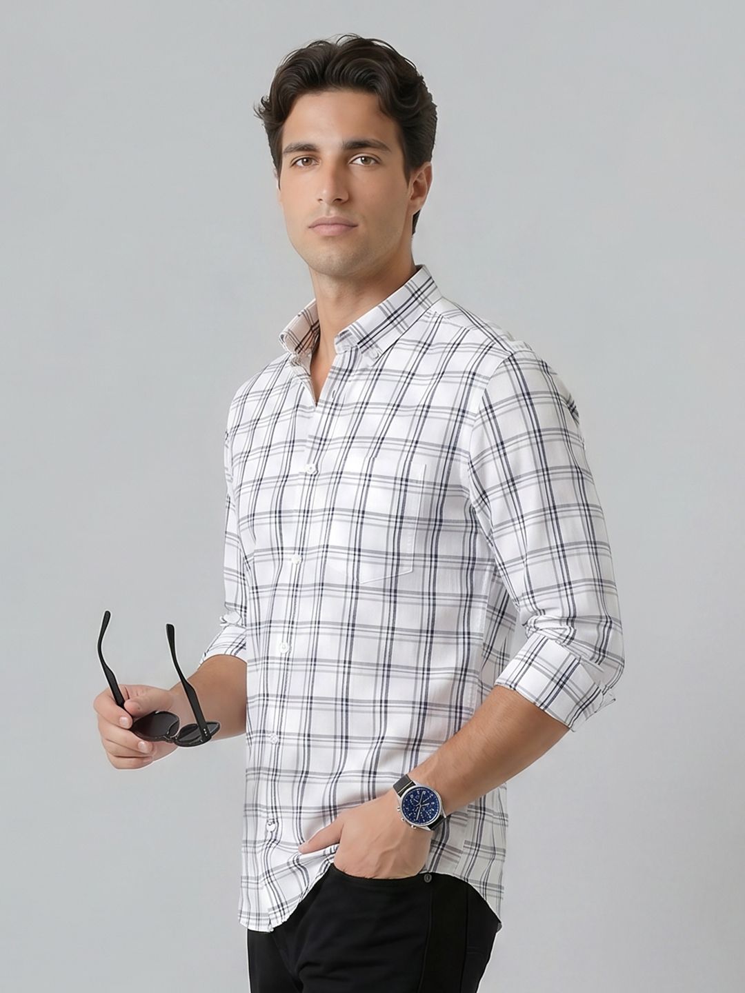 Indian Terrain Indian Terrain Checked Pure Cotton Casual Shirt