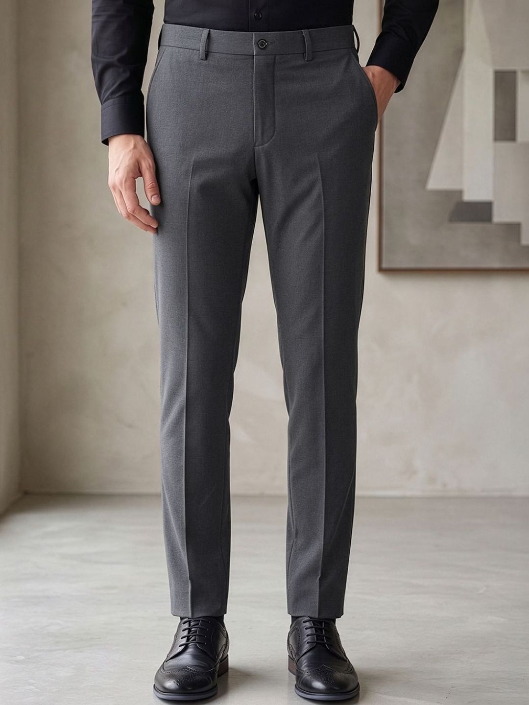 Louis Philippe Men Superslim Fit Everyday Wear Comfort Stretch Formal Trouser