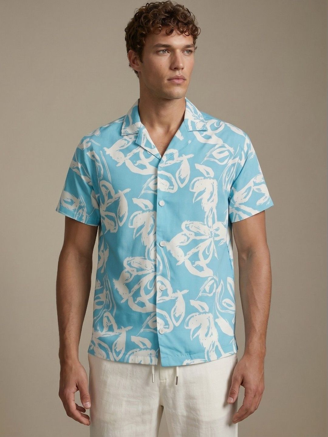 glitchez Men Standard Floral Sheer Printed Casual Shirt