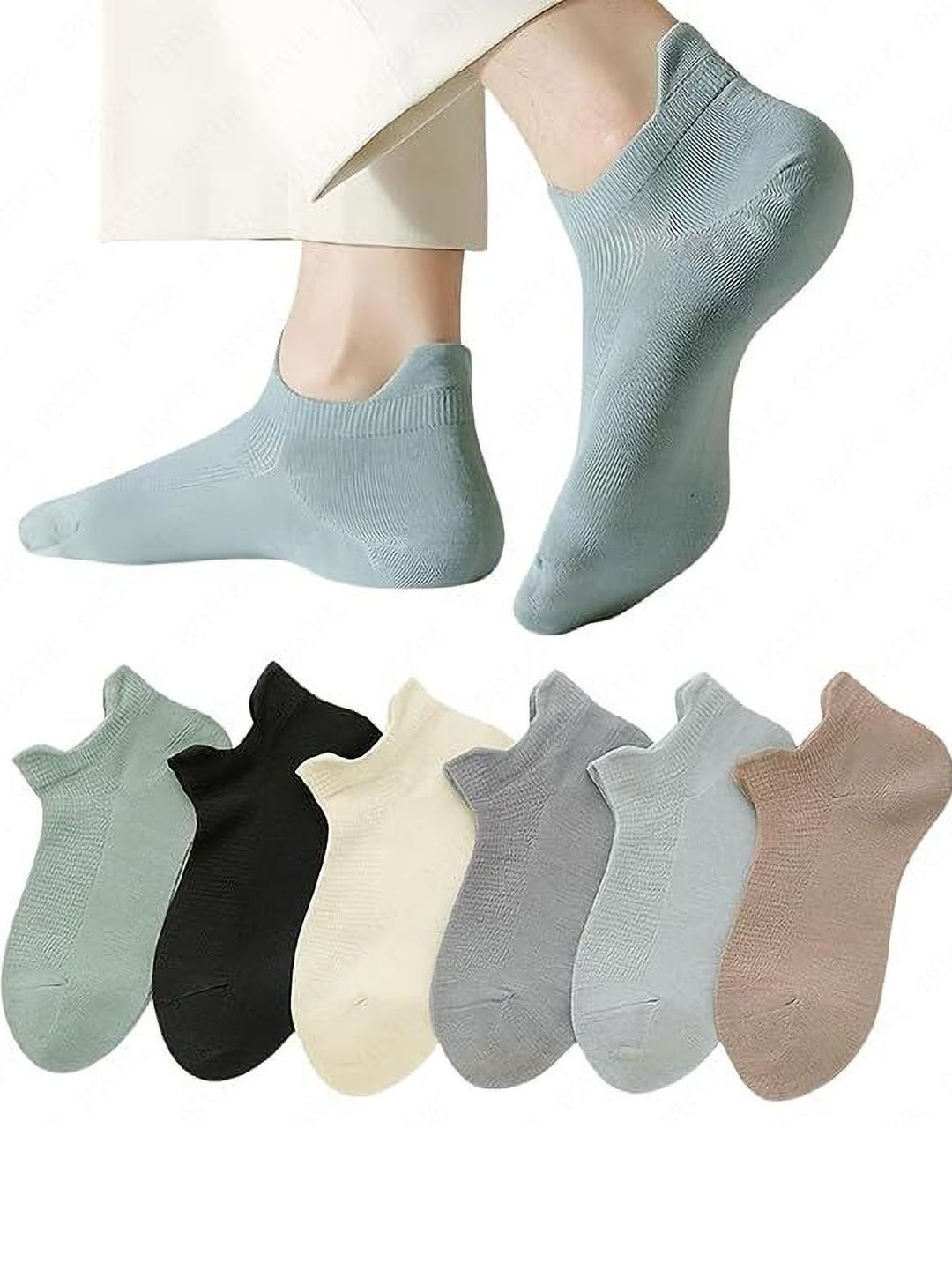 MERCEHIVE Men Pack of 6 Cotton Ankle Length Socks