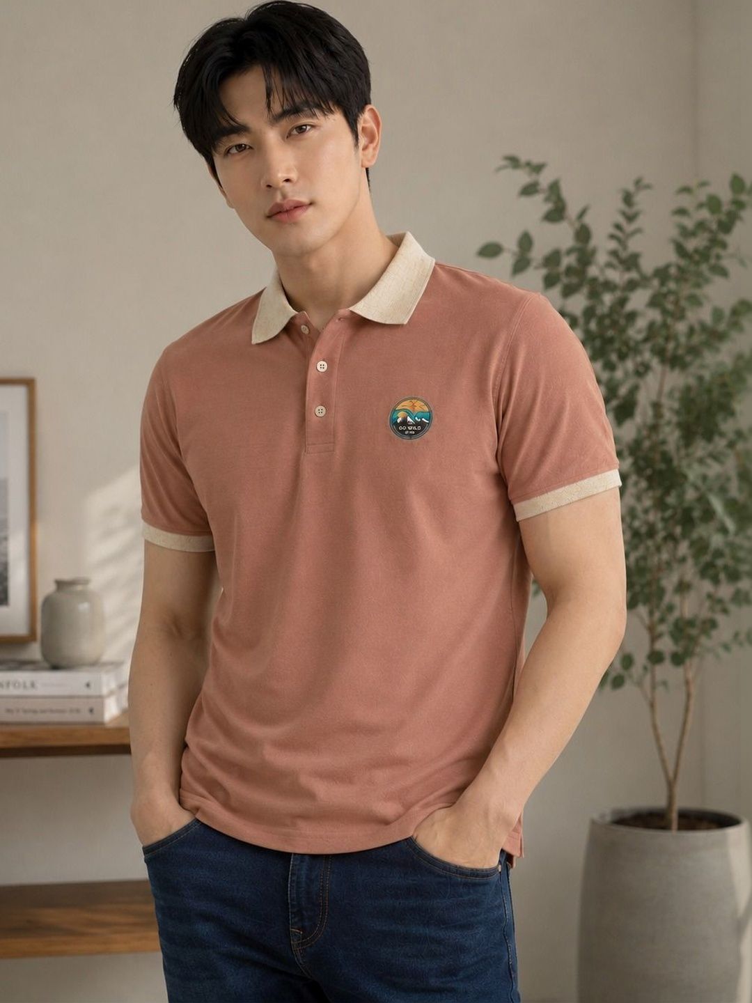 VOOTER Men Printed Polo Collar T-shirt