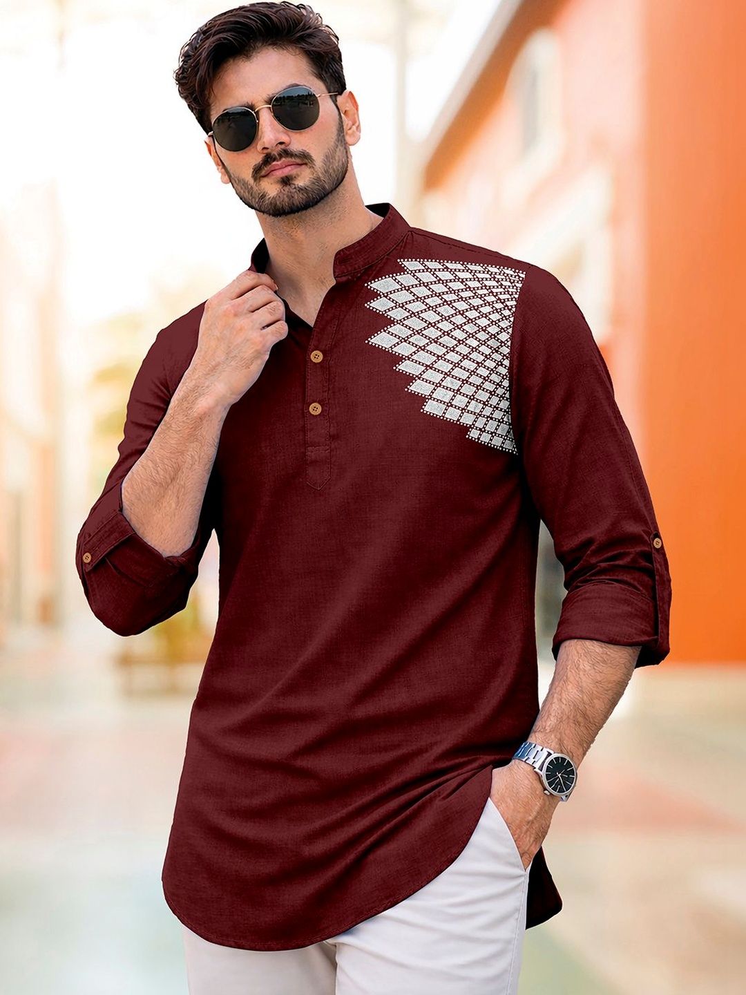 CLOTHING VEDA Men Geometric Printed Kurta