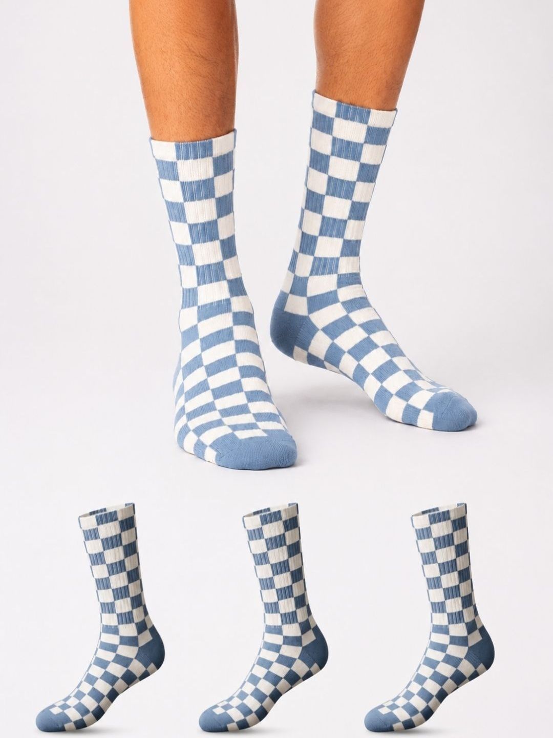 Sockscarving Men Pack of 3 Cotton Patterned Calf Length Socks