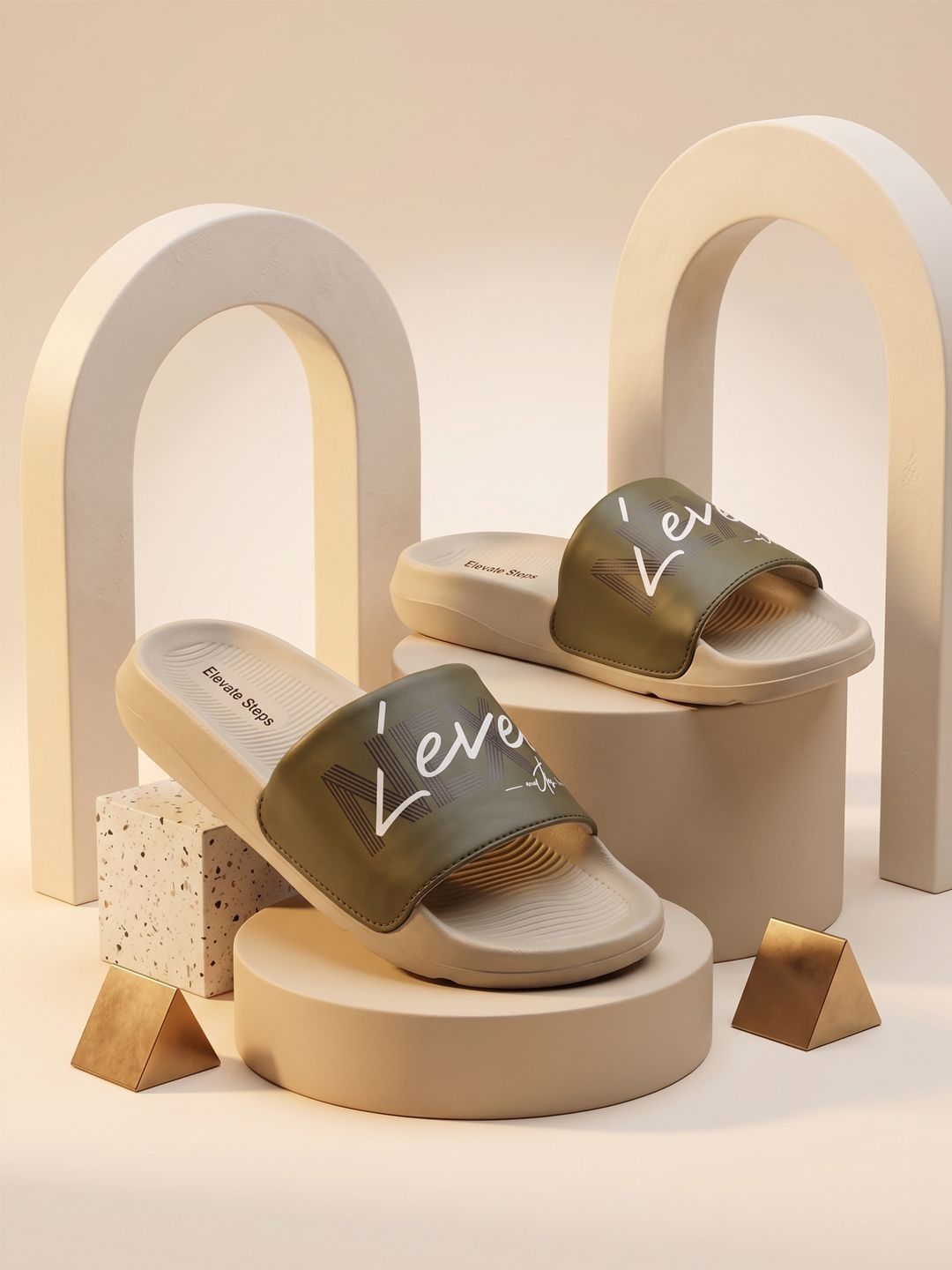 ELEVATE STEPS Men Printed Sliders