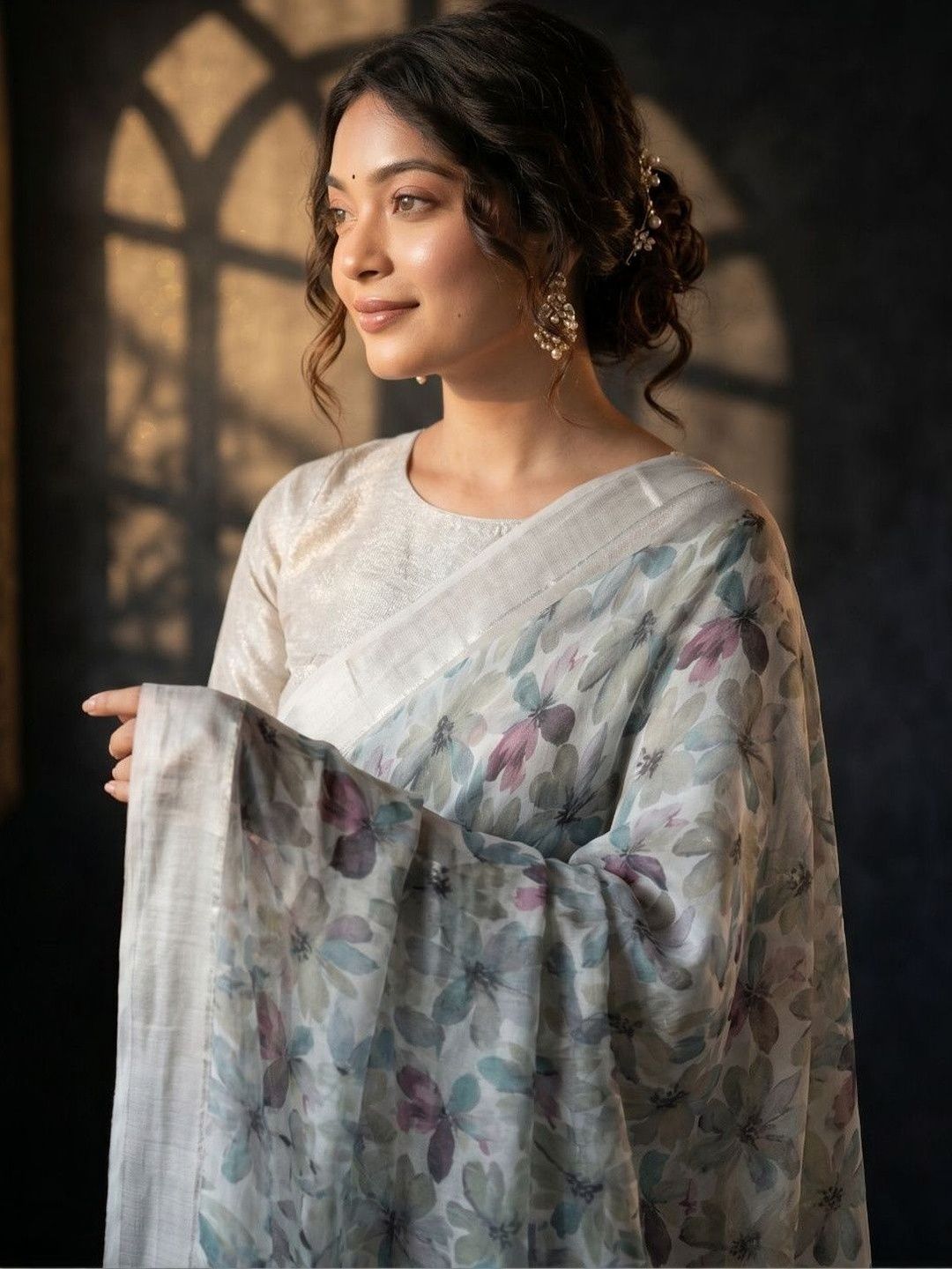 Floral Pure Chiffon Saree Varanga Floral Pure Chiffon Saree