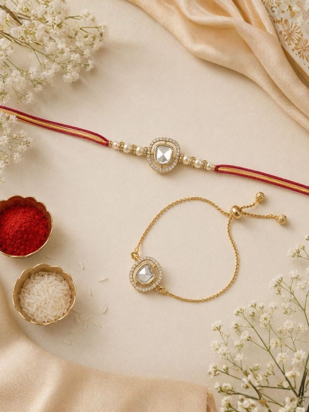 I Jewels Bhaiya Bhabhi Rakhi Set with Roli Chawal & Card