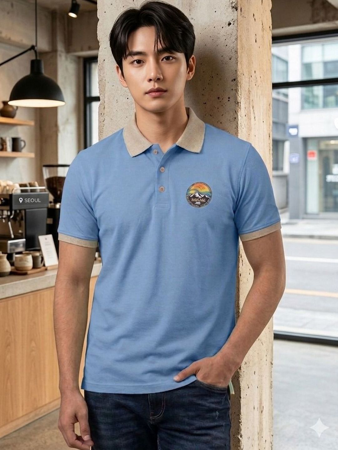 VOOTER Men Printed Polo Collar T-shirt