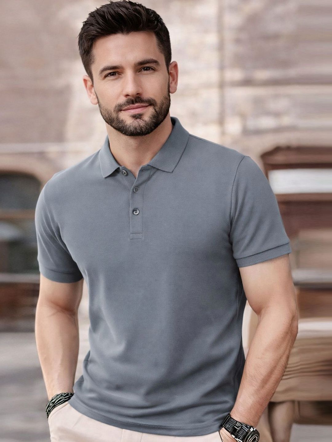BAESD Men Polo Collar T-shirt