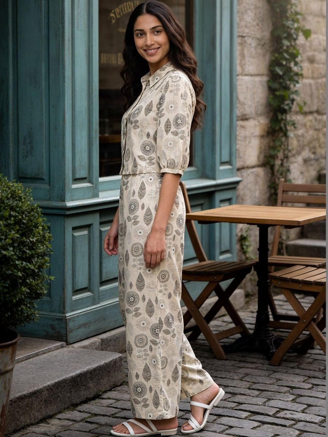 Rangita Floral Cotton Printed Shirt with Palazzos