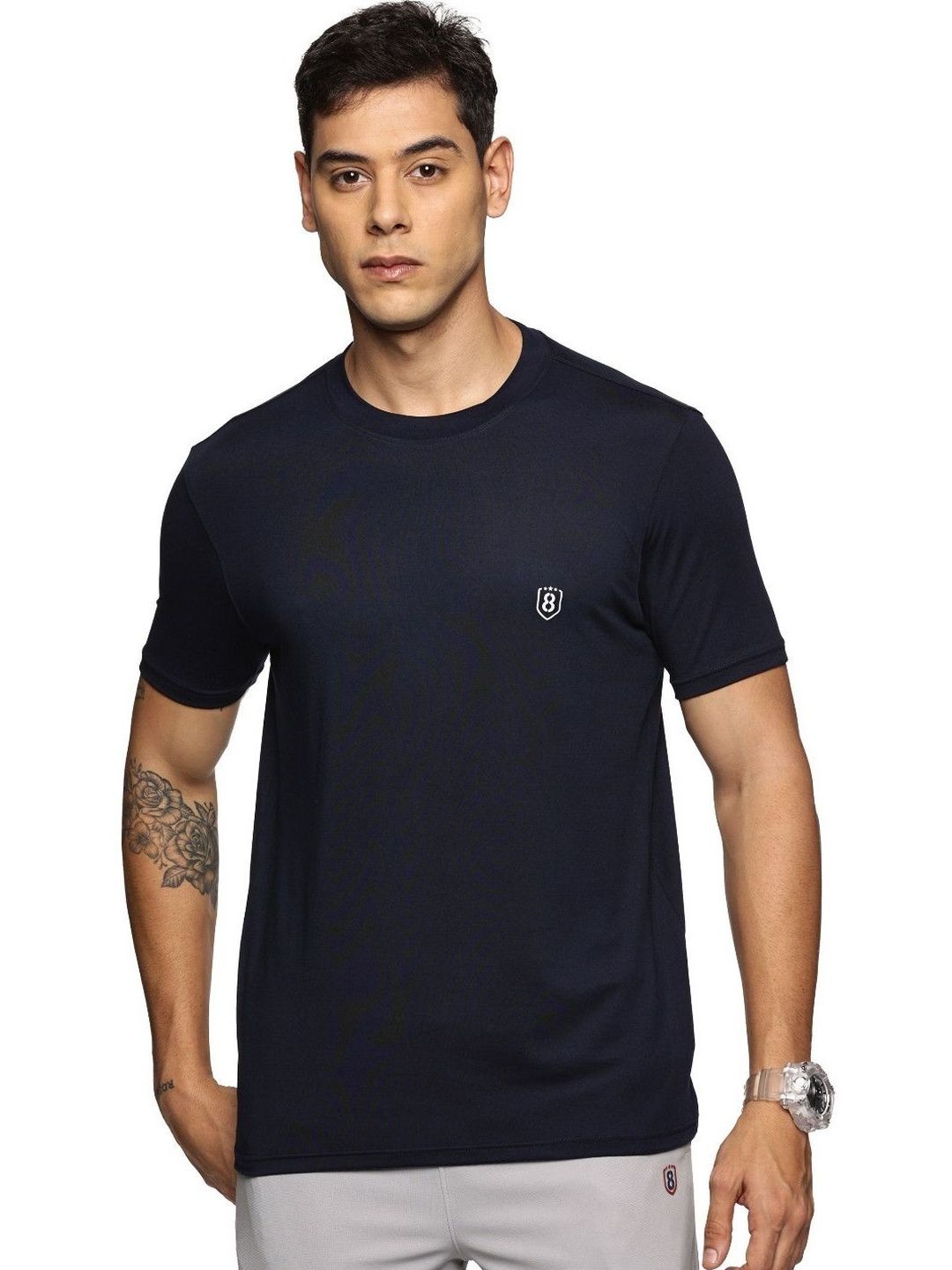 DOMIN8 Men Stretchable Cotton Round Neck T-Shirt