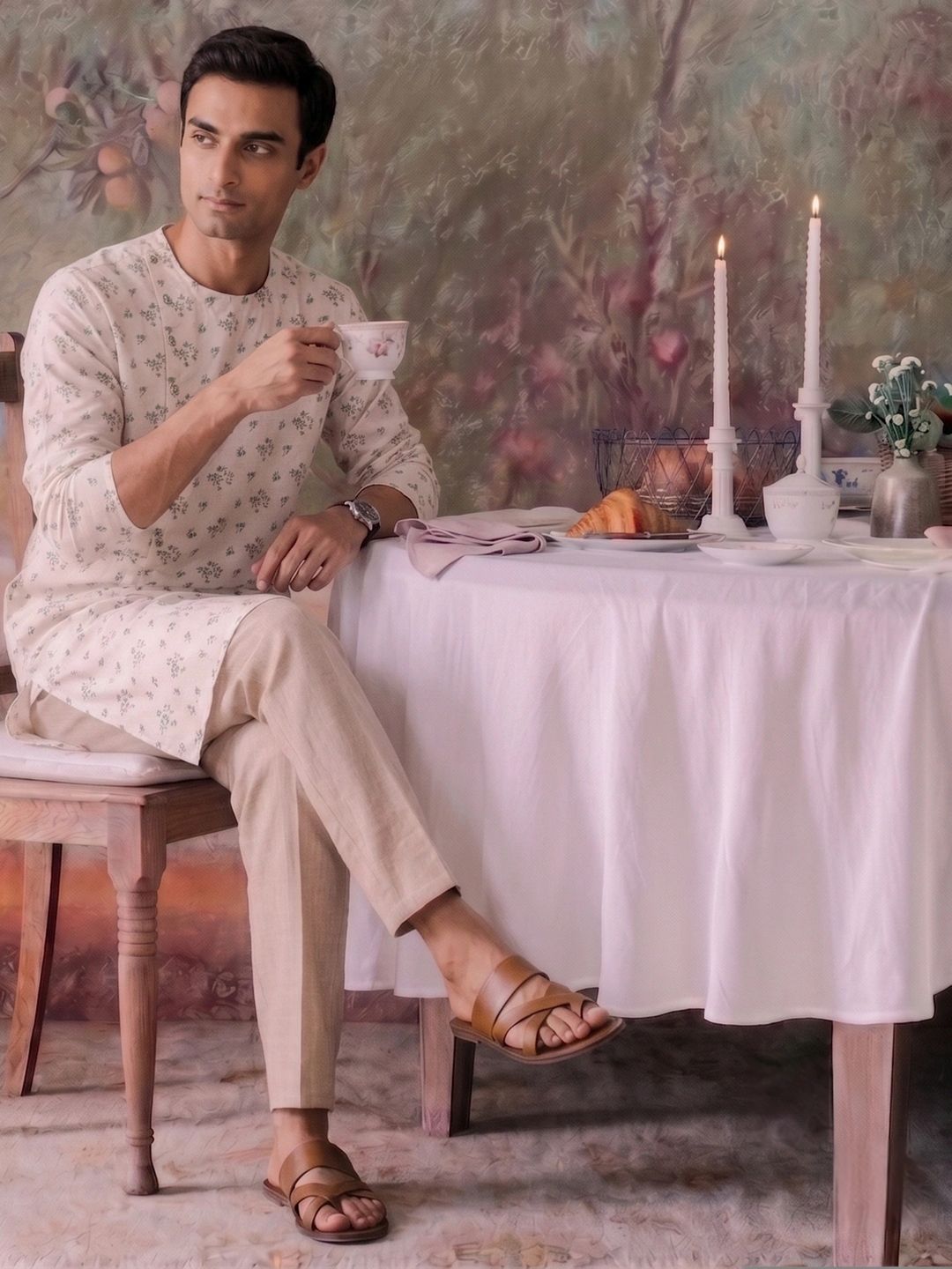 House of Pataudi Floral Printed Rozana Kurta