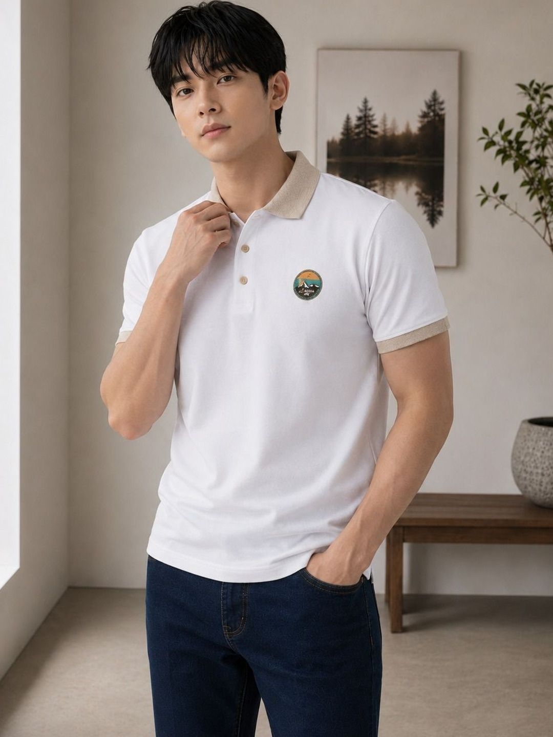 VOOTER Men Polo Collar T-shirt