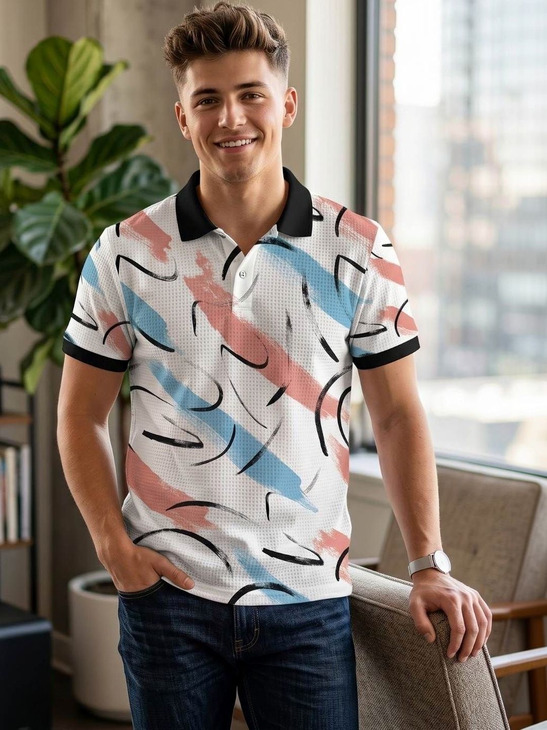 Tshirts Buddy Men Printed Polo Collar T-shirt