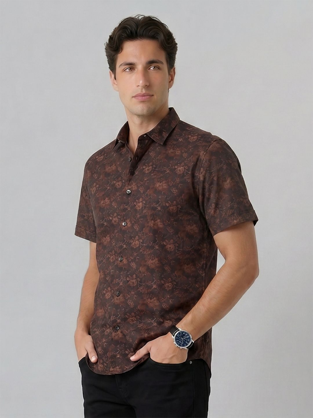 Indian Terrain Indian Terrain Floral Printed Pure Cotton Casual Shirt