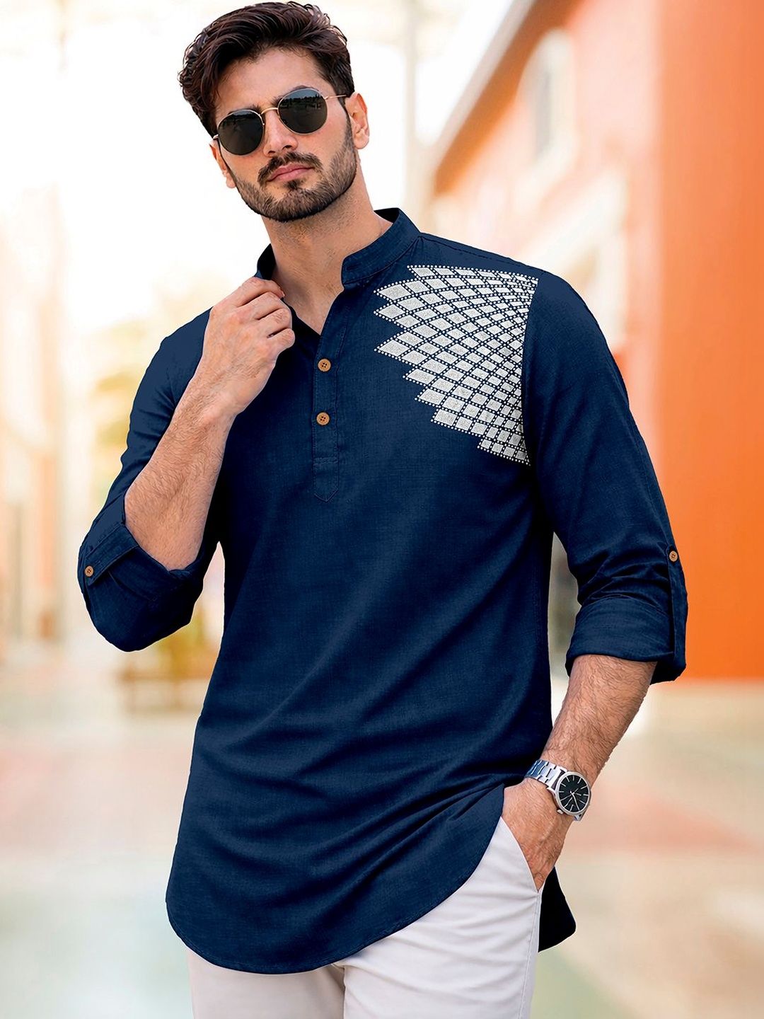 CLOTHING VEDA CLOTHING VEDA Men Geometric Printed Kurta