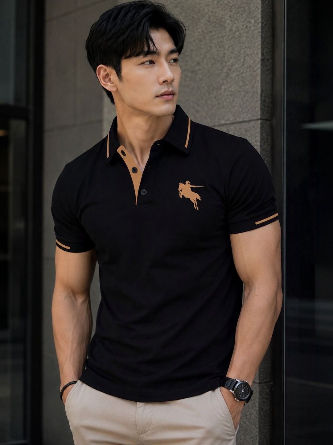 VOOTER Men Printed Polo Collar T-shirt