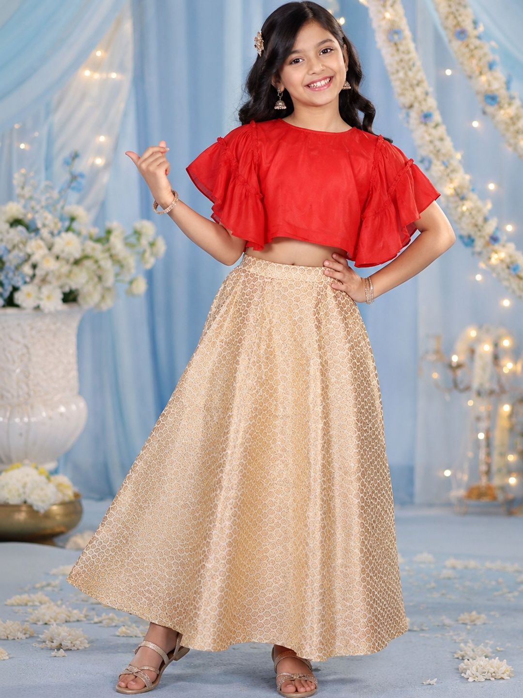 KiddoPanti Girls Ready to Wear Lehenga &