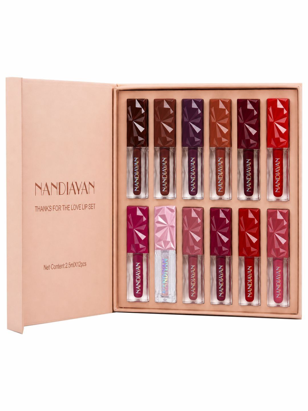 nandiayan nandiayan Set Of 12 Non Transfer Matte Liquid Lipstick - 2.5 ml Each