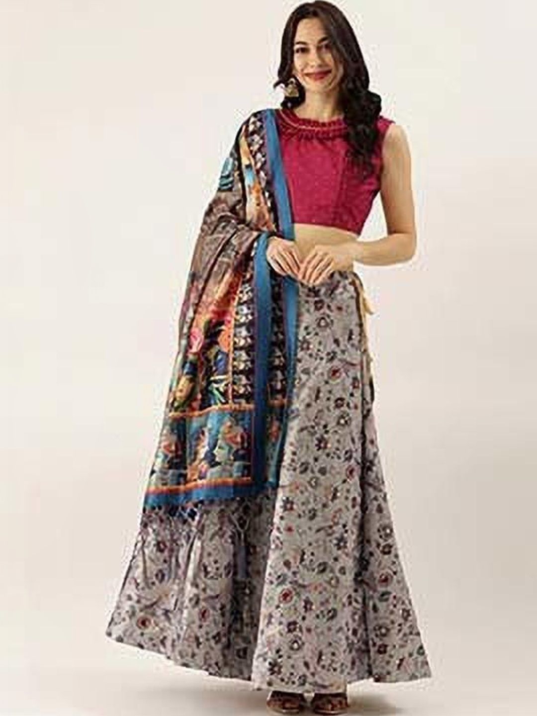 KAHIRAA WHOLETEX Embellished Semi-Stitched Lehenga & Unstitched Blouse With Dupatta