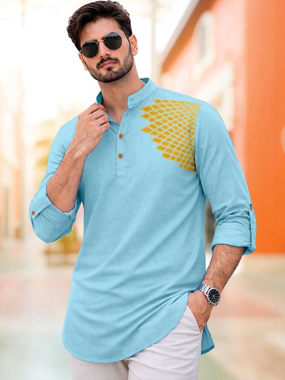 CLOTHING VEDA Men Geometric Printed Kurta