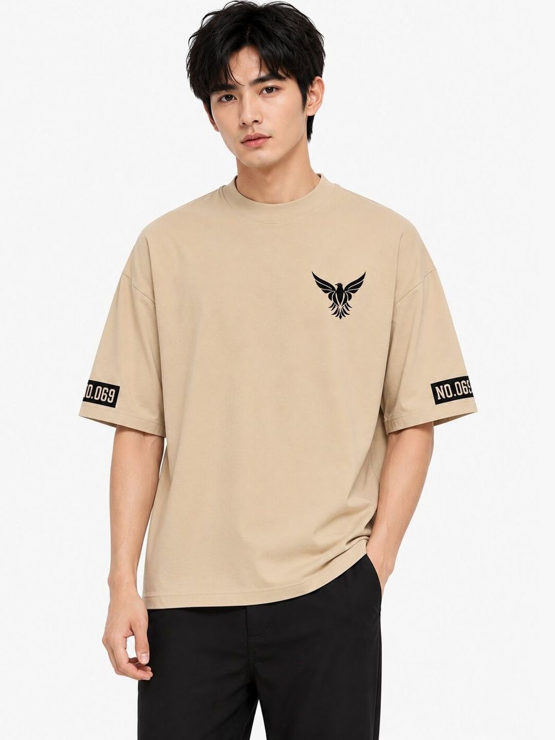 FLECT Men Printed Drop-Shoulder Sleeves T-shirt
