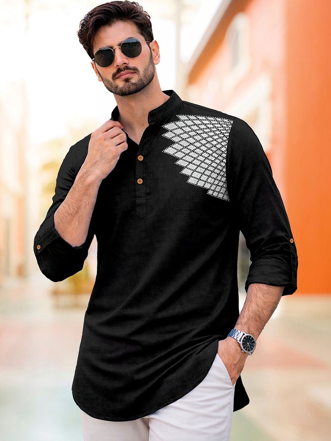 CLOTHING VEDA Men Geometric Printed Kurta