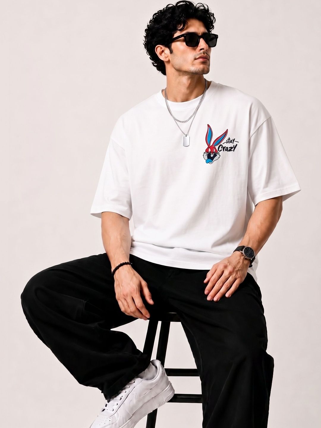 SANDPIPER Men Graphic Printed Round Neck Cotton Oversized T-shirt