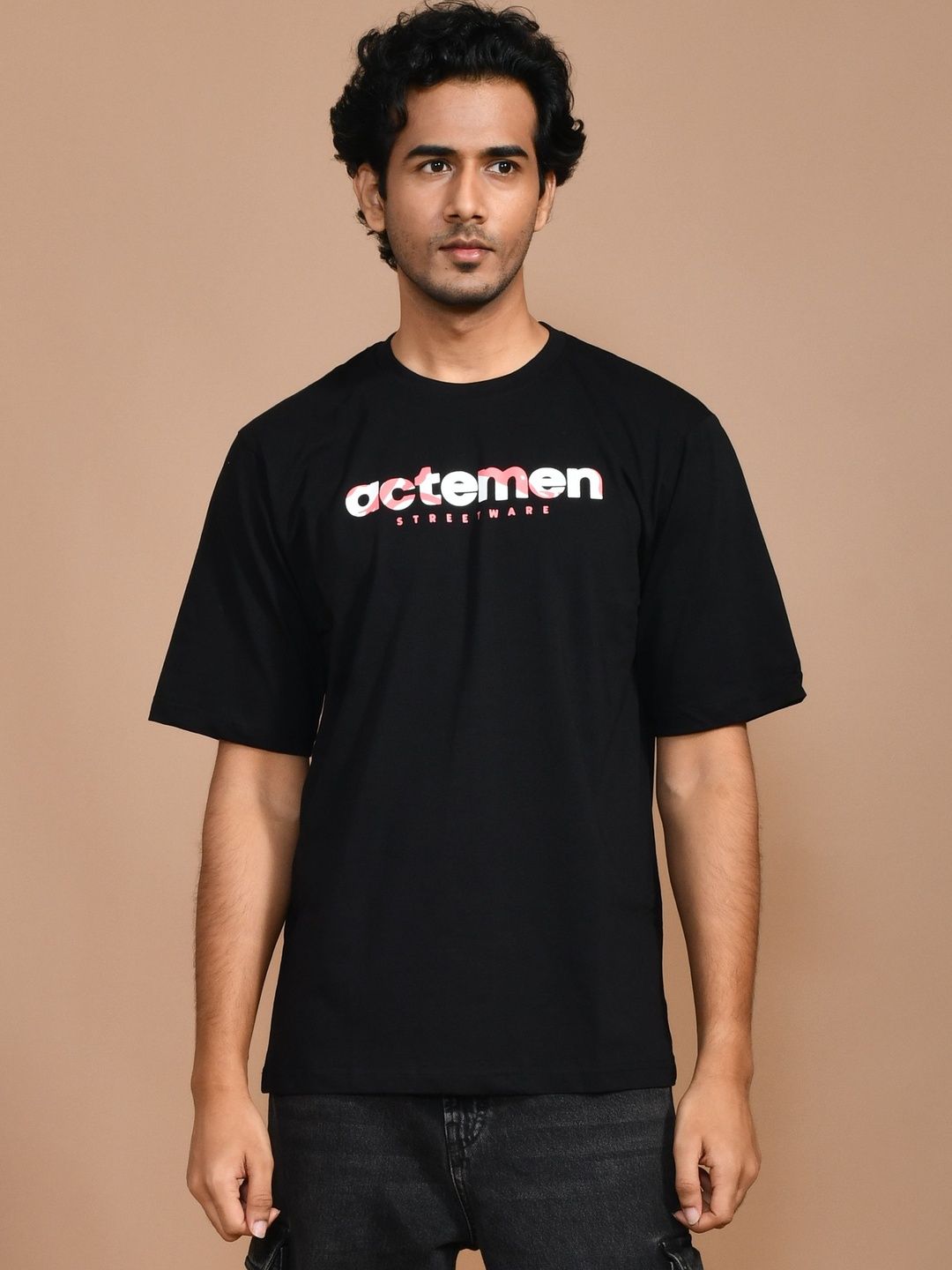 ACTEMEN Men Brand Logo Printed T-shirt